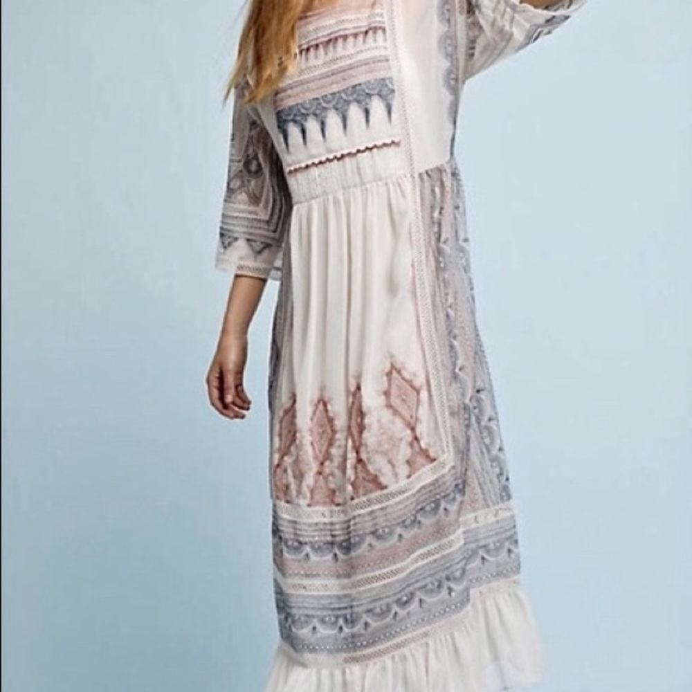 Anthropologie embroidered maxi dress